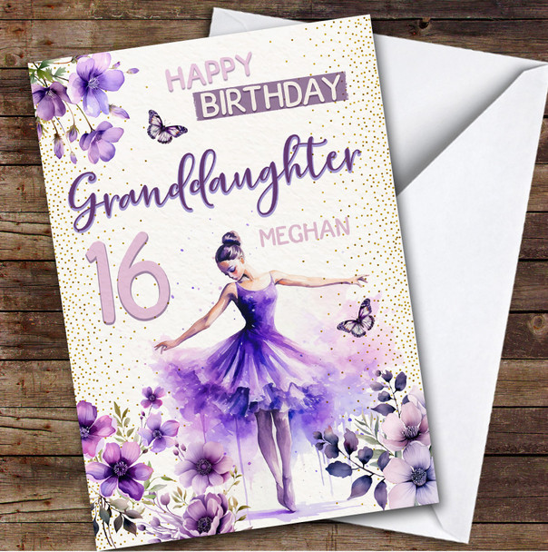 16th Granddaughter Ballet Dancer Ballerina Teenager Personalized Birthday Card