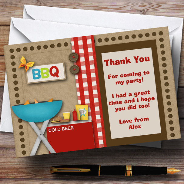 Birthday BBQ Personalized Birthday Party Thank You Cards