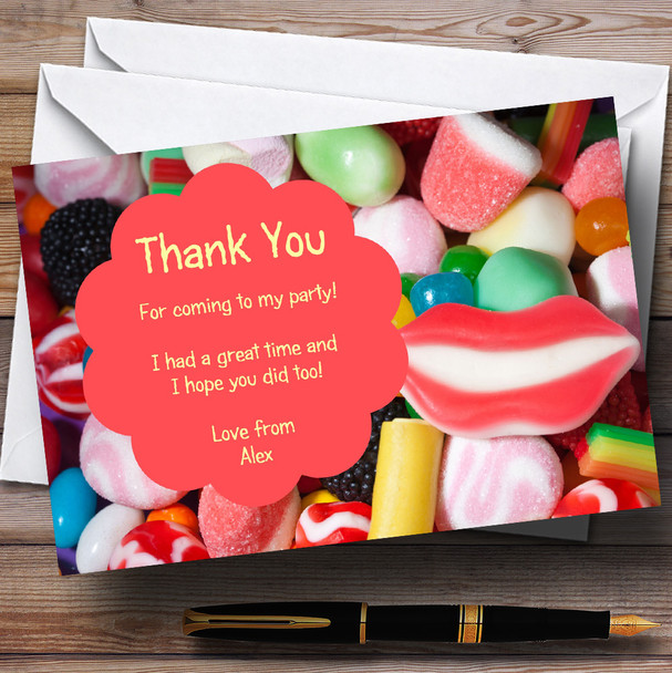 Sweet Tree Candy Personalized Birthday Party Thank You Cards