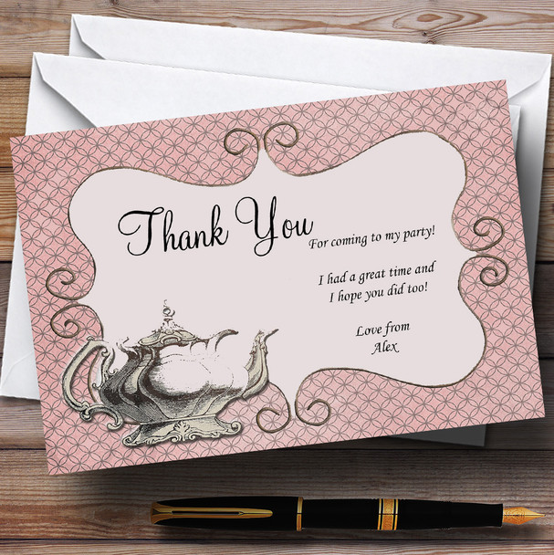 Vintage Chic Afternoon Tea Personalized Birthday Party Thank You Cards