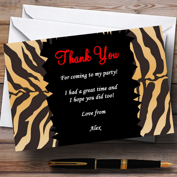Animal Tiger Print Personalized Party Thank You Cards