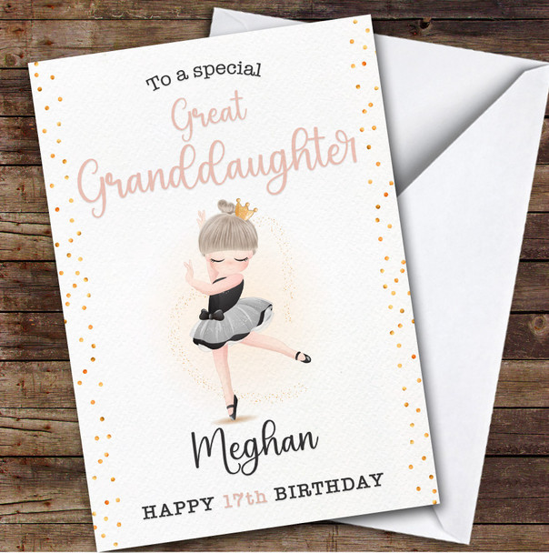 Great Granddaughter 17th Ballet Dancer Ballerina Teen Personalized Birthday Card