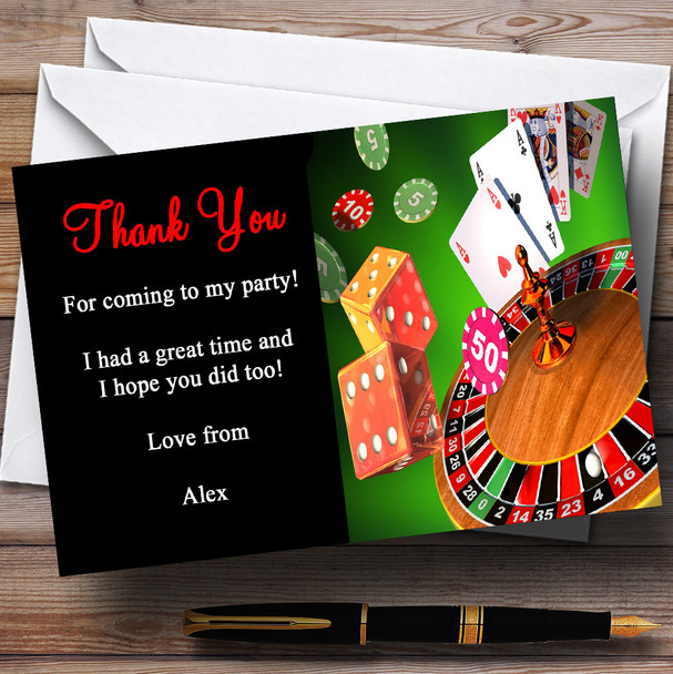 Casino Personalized Party Thank You Cards