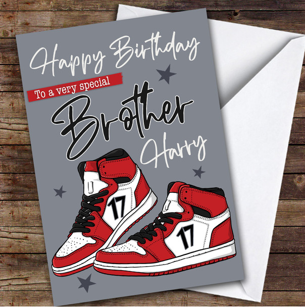 17th Brother Trainers Sneakers Sport Teenager Boys Personalized Birthday Card