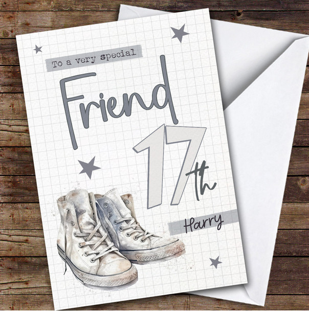 17th Friend Trainers Sneakers Sport Shoes Teenager Personalized Birthday Card