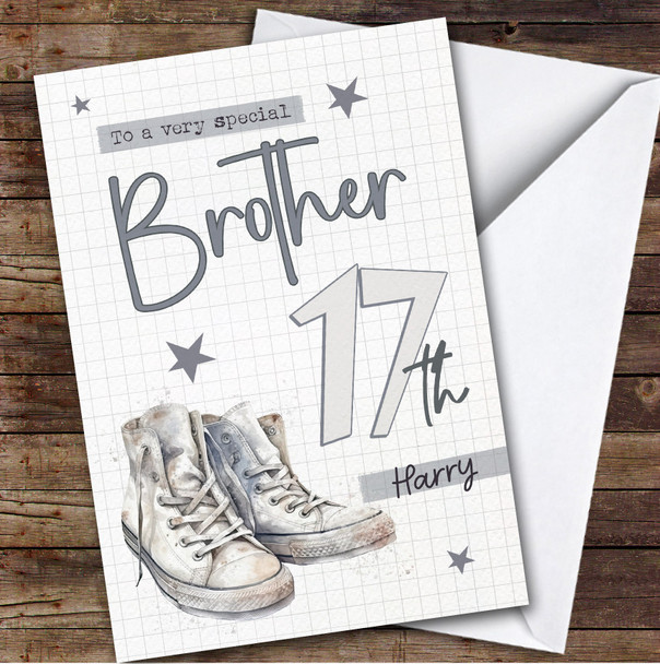 17th Brother Trainers Sneakers Sport Teenage Boys Personalized Birthday Card