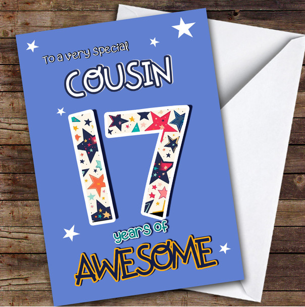 17th Cousin Stars Teenager Custom Personalized Birthday Card