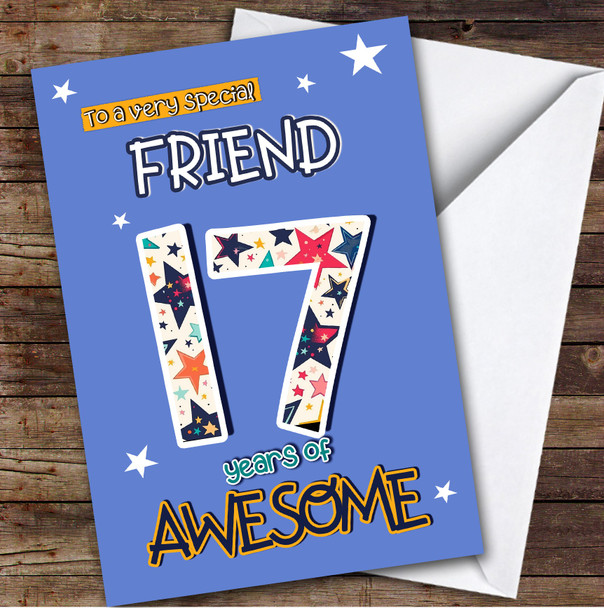 17th Friend Stars Teenager Custom Personalized Birthday Card