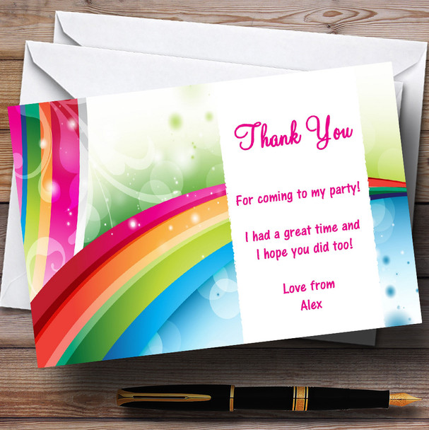 Rainbow Personalized Party Thank You Cards