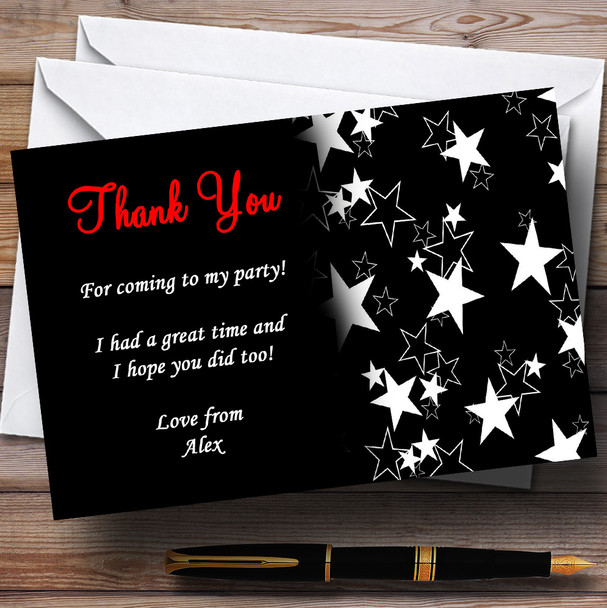 Red, White & Black Personalized Party Thank You Cards