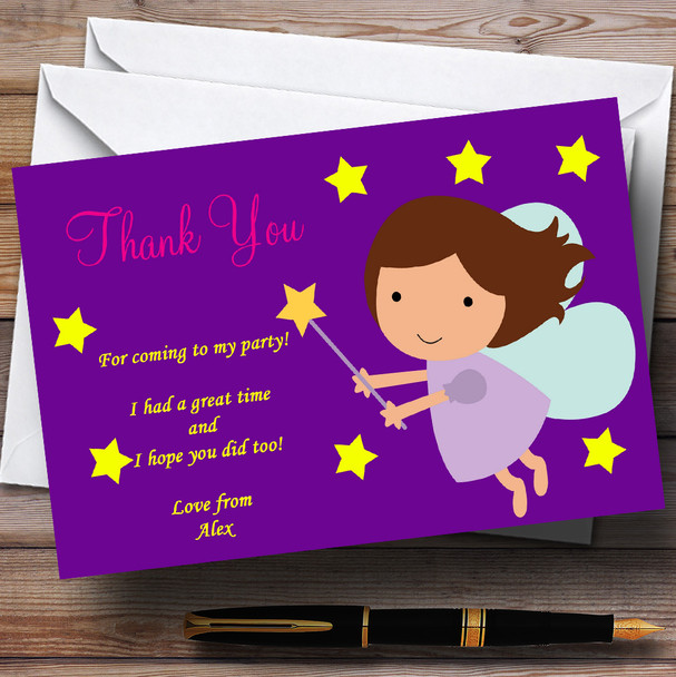 Purple Fairy Personalized Children's Party Thank You Cards