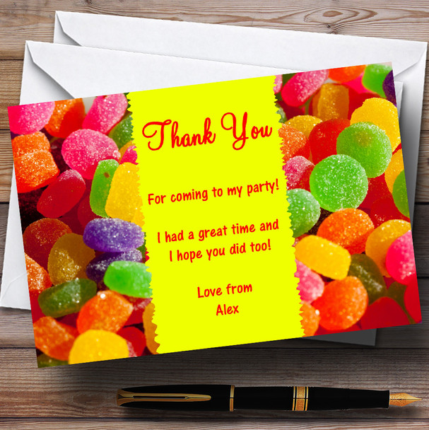 Jelly Tots Sweets Personalized Children's Party Thank You Cards