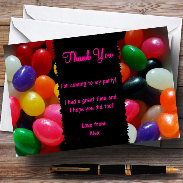Jelly Bean Sweets Personalized Children's Party Thank You Cards
