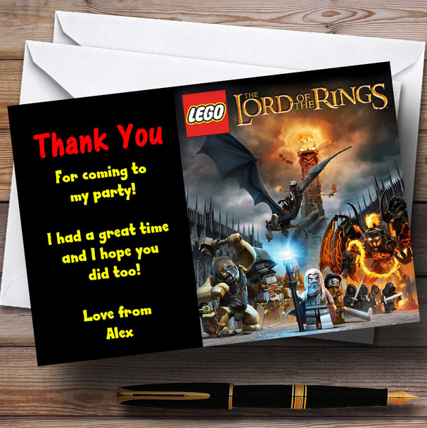 Lego Lord Of e Rings Personalized Children's Party Thank You Cards