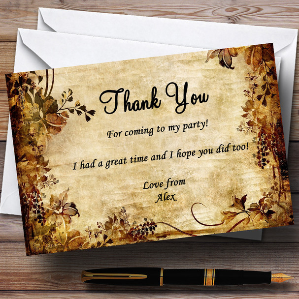 Autumn Colours Vintage Garden Tea Party Thank You Cards Personalized Party Thank You Cards