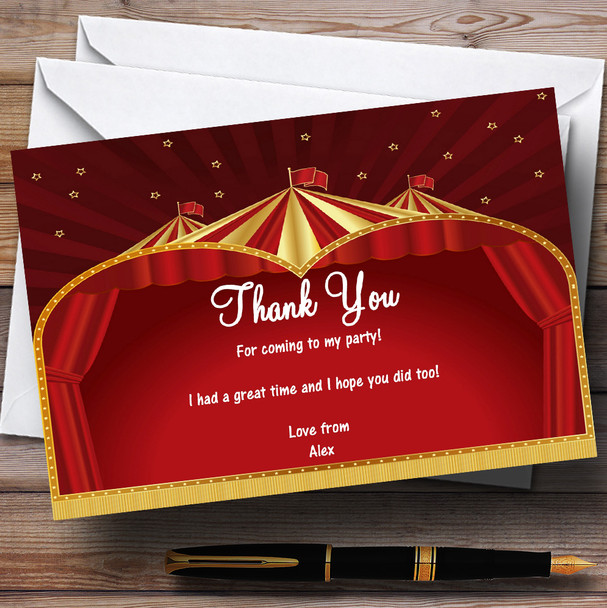 Carnival Circus Tent Personalized Party Thank You Cards
