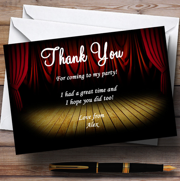 Theatre Stage Red Curtain Personalized Party Thank You Cards