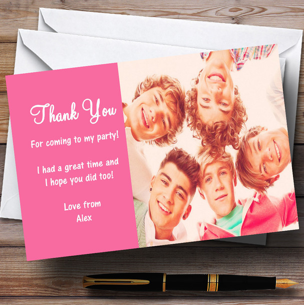 One Direction Pink Personalized Children's Party Thank You Cards