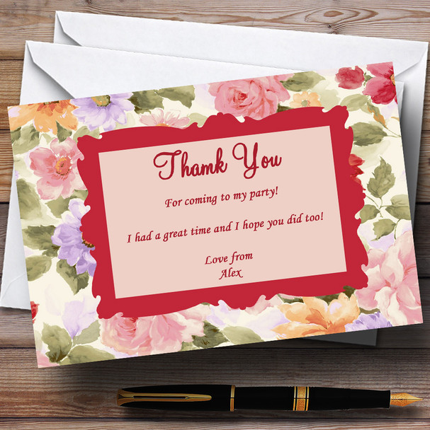 Vintage Floral Stunning Tea Garden Personalized Party Thank You Cards