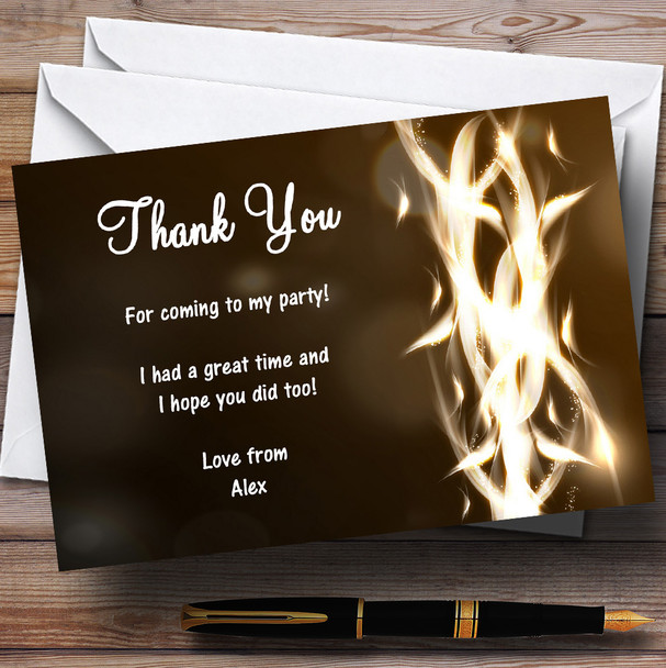 Brown Feather Flame Personalized Party Thank You Cards