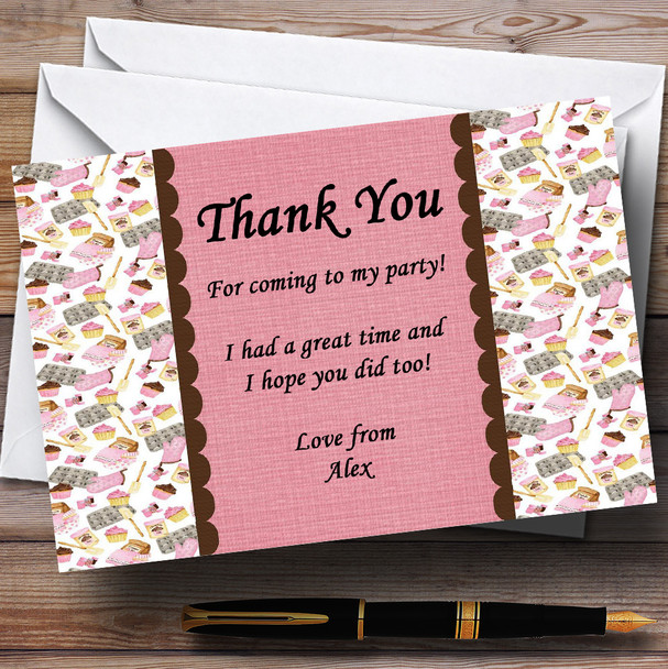Cupcakes Baking Vintage Tea Personalized Party Thank You Cards