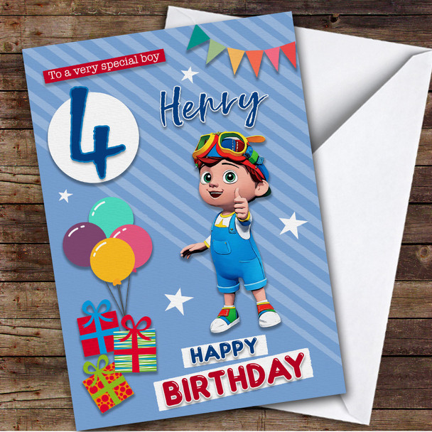 Cocomelon Balloons Presents Tom Tom Any Age Personalized Kid's Birthday Card