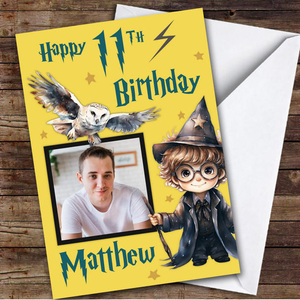 Harry Potter Yellow Character Owl Photo Any Age Personalized Kid's Birthday Card