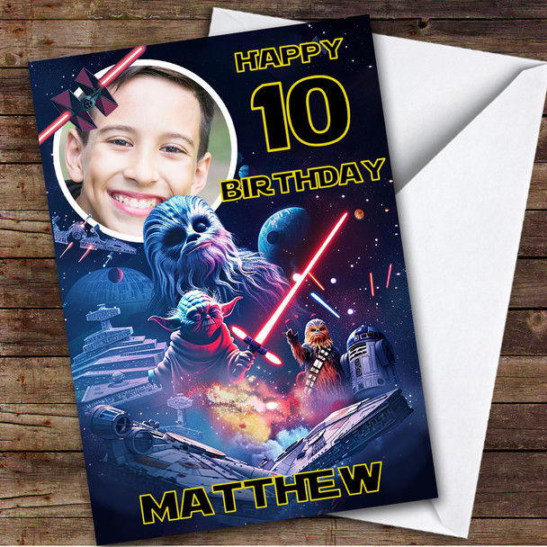 Star Wars Space Photo Black Any Age Children's Personalized Kid's Birthday Card