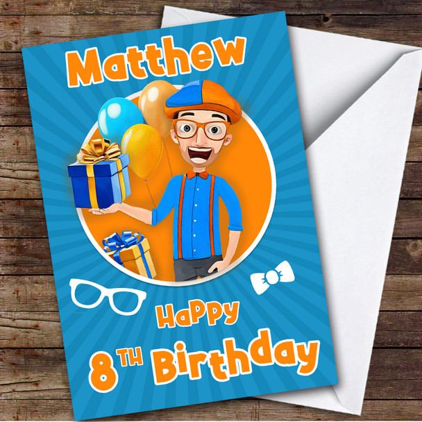 Blippi Any Age Blue Children's Personalized Kid's Birthday Card