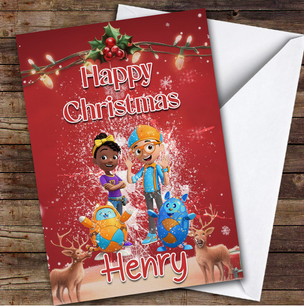 Blippi Meekah Splash Custom Kids Personalized Christmas Holiday Card