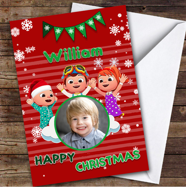 Blue Cocomelon Photo Custom Kids Personalized Christmas Holiday Card