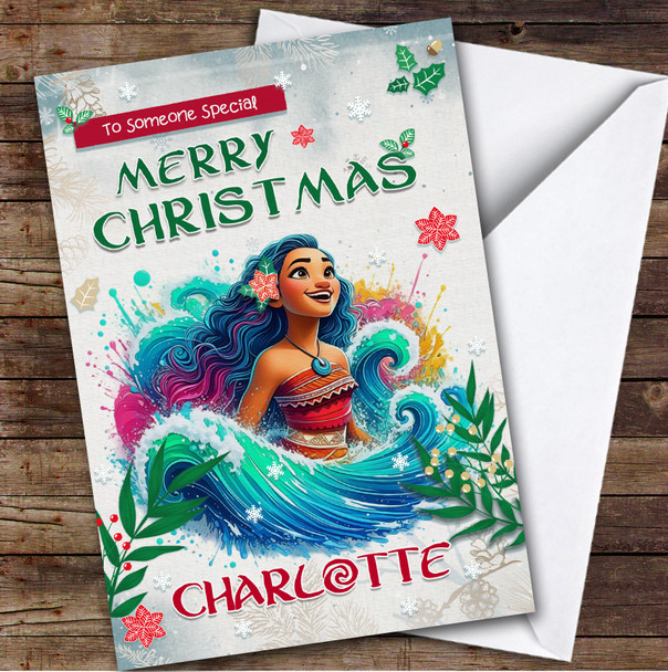 Moana Art Splash Custom Kids Personalized Christmas Holiday Card