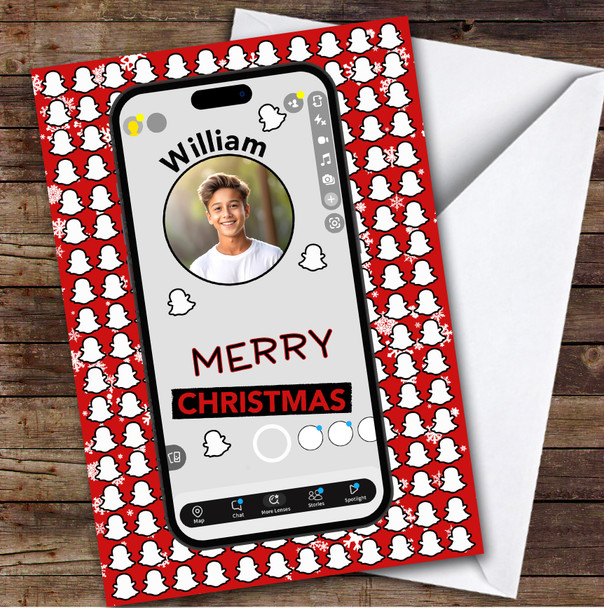 Snapchat Phone Custom Kids Personalized Christmas Holiday Card