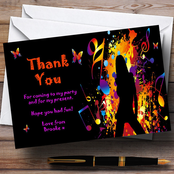 Music Disco Dancing Butterfly Personalized Party Thank You Cards