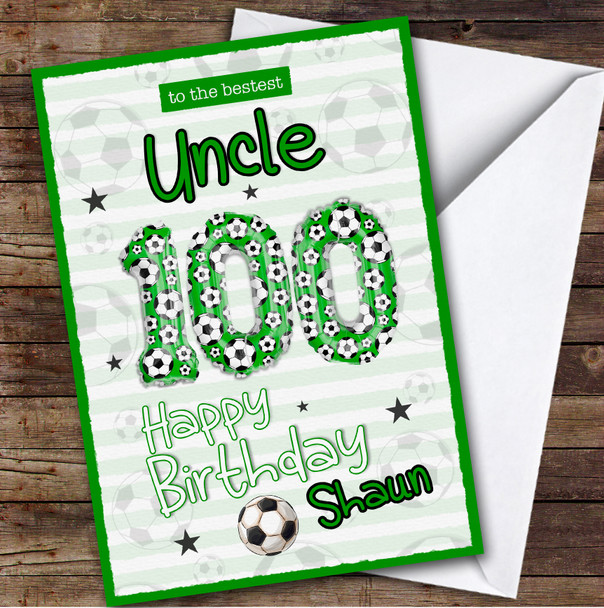 Personalized Uncle 100th Birthday Card Football Patterned Foil Balloon