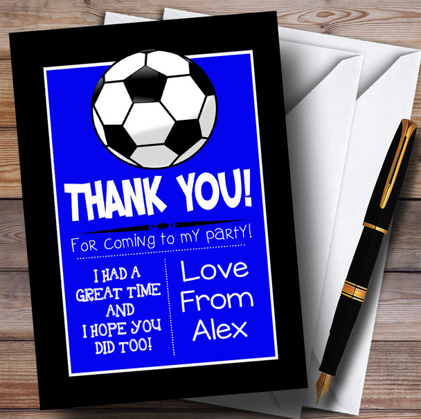 Blue & Black Football Party Thank You Cards