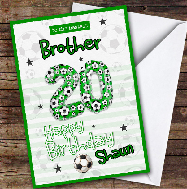 Personalized 20th Birthday Card For Brother Football