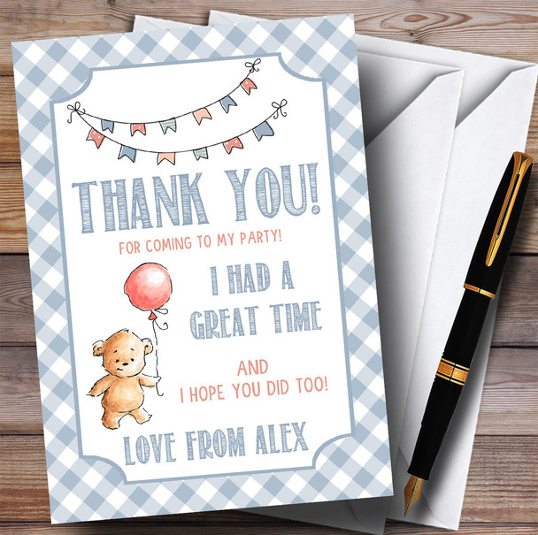 Boys Blue Teddy Bear Picnic Party Thank You Cards