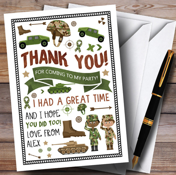 Camouflage Army Soldier Party Thank You Cards