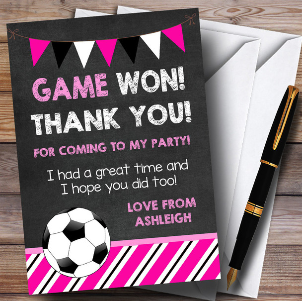 Chalk Bunting Football Pink Party Thank You Cards