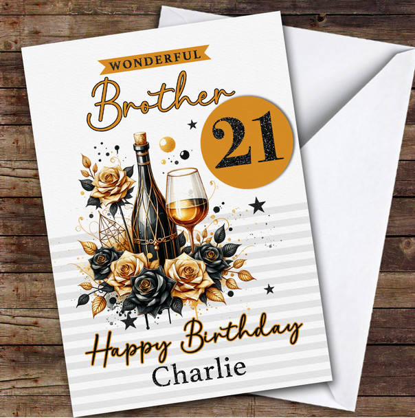 Personalized 21st Birthday Card For Brother Champagne