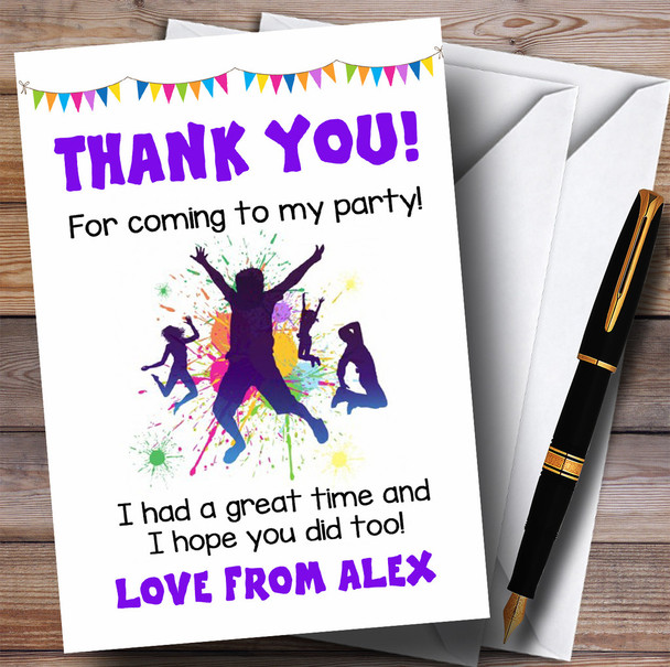 Colour Splash Trampoline Party Thank You Cards