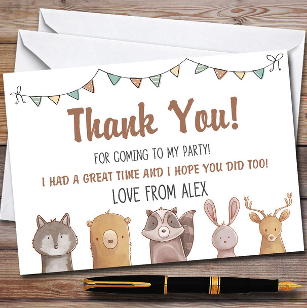 Forest Woodland Animals Party Thank You Cards