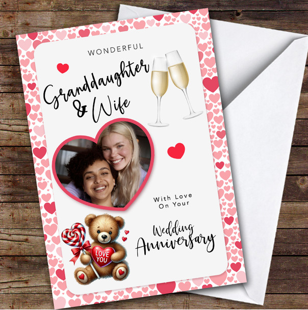 Personalized Anniversary Card For Granddaughter & Her Wife Champagne Photo