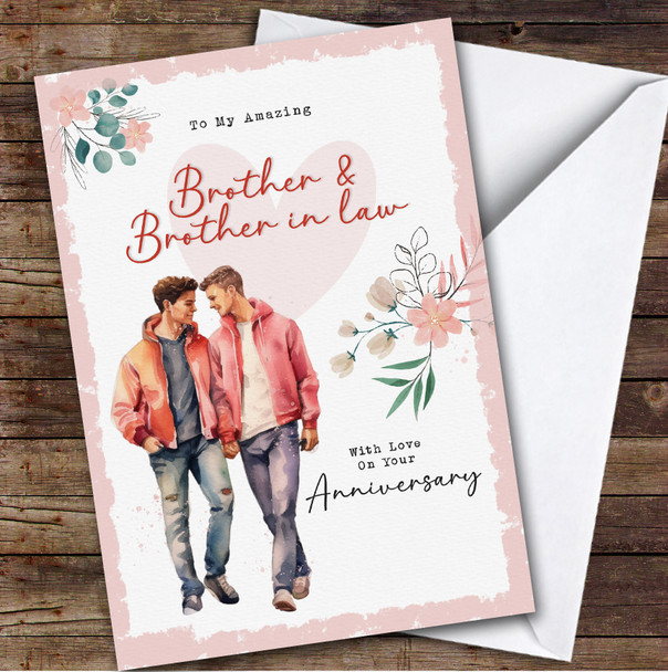 Personalized Wedding Anniversary Card For Brother & Brother-In-Law Gay
