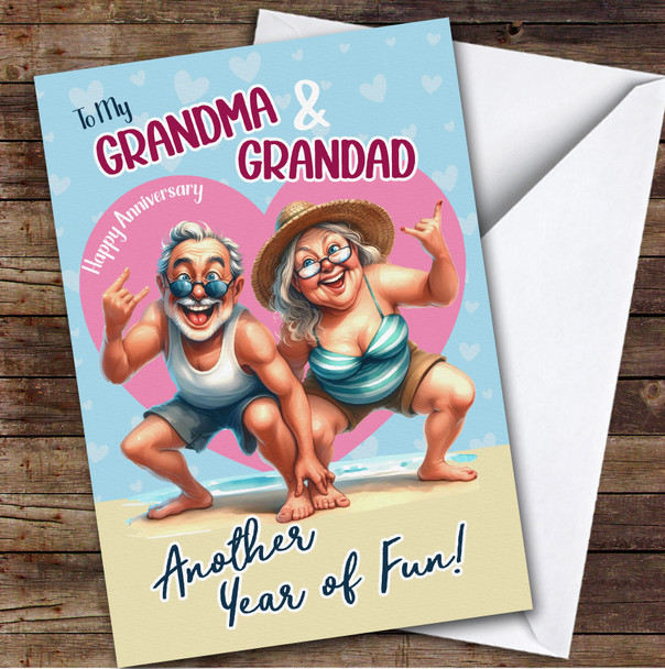 Personalized Wedding Anniversary Card For Grandma & Grandad Funny Older Couple