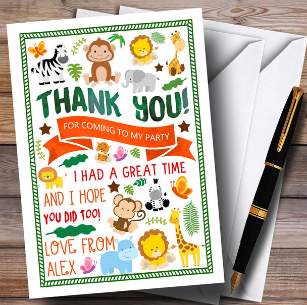 Jungle Animals Party Thank You Cards