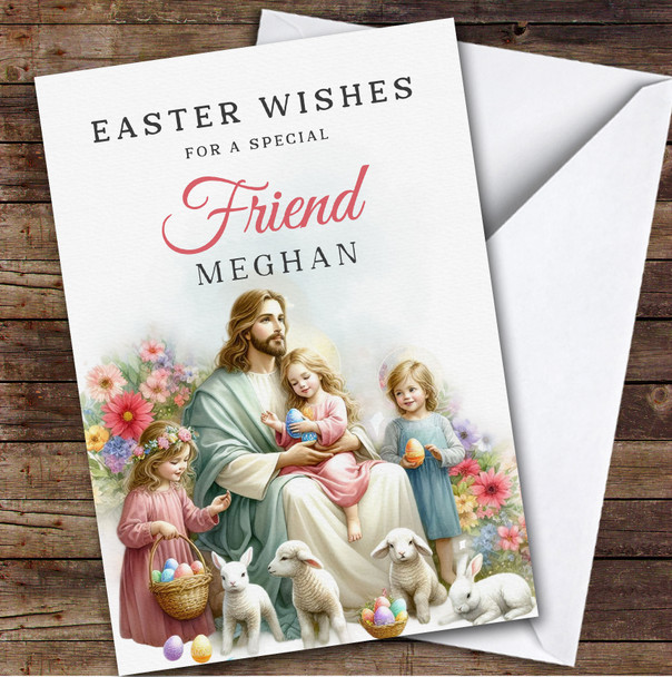 Female Friend Personalized Easter Card Jesus With Children
