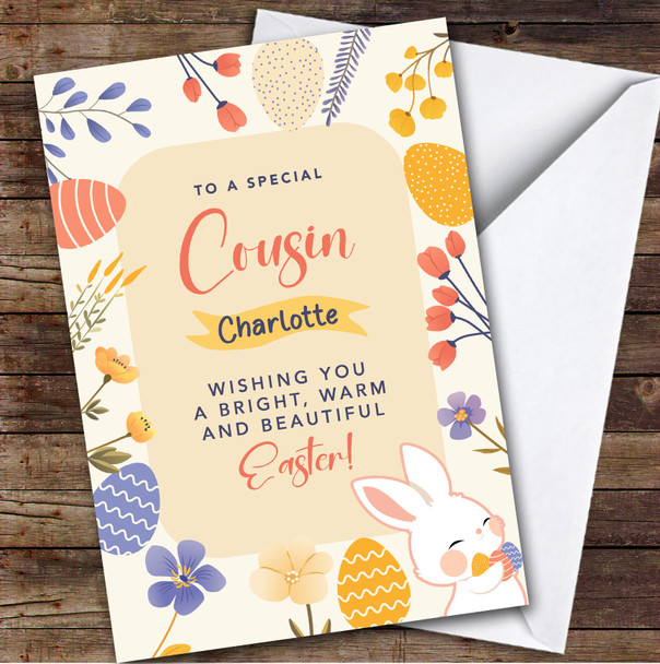 Personalized Easter Card For Female Cousin Bunny
