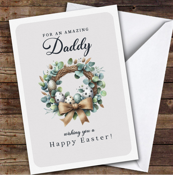 Personalized Easter Card For Daddy Egg Wreath